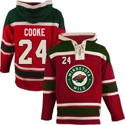 Minnesota Wild Matt Cooke Official Red Old Time Hockey Premier Adult Sawyer Hooded Sweatshirt Jersey