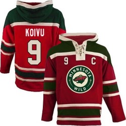 Minnesota Wild Mikko Koivu Official Red Old Time Hockey Authentic Adult Sawyer Hooded Sweatshirt Jersey