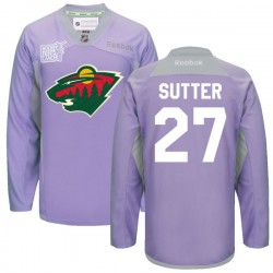Minnesota Wild Brett Sutter Official Purple Reebok Authentic Adult 2016 Hockey Fights Cancer Practice Jersey