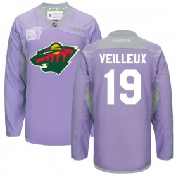 Minnesota Wild Stephane Veilleux Official Purple Reebok Authentic Adult 2016 Hockey Fights Cancer Practice Jersey