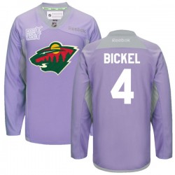 Minnesota Wild Stu Bickel Official Purple Reebok Authentic Adult 2016 Hockey Fights Cancer Practice Jersey