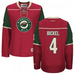Minnesota Wild Stu Bickel Official Red Reebok Authentic Women's Home NHL Hockey Jersey