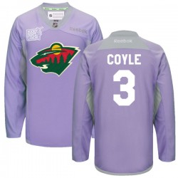 Minnesota Wild Charlie Coyle Official Purple Reebok Authentic Adult 2016 Hockey Fights Cancer Practice Jersey