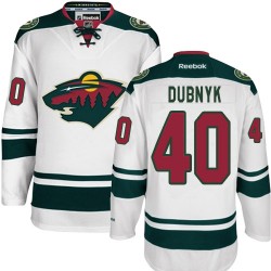 Minnesota Wild Devan Dubnyk Official White Reebok Authentic Adult Away NHL Hockey Jersey