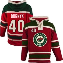 Minnesota Wild Devan Dubnyk Official Red Old Time Hockey Premier Adult Sawyer Hooded Sweatshirt Jersey