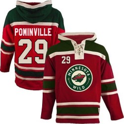 Minnesota Wild Jason Pominville Official Red Old Time Hockey Authentic Adult Sawyer Hooded Sweatshirt Jersey