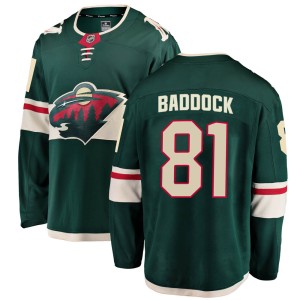 Minnesota Wild Brandon Baddock Official Green Fanatics Branded Breakaway Youth Home NHL Hockey Jersey