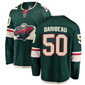 Minnesota Wild Dereck Baribeau Official Green Fanatics Branded Breakaway Youth Home NHL Hockey Jersey