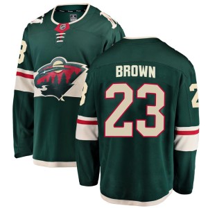 Minnesota Wild J.T. Brown Official Green Fanatics Branded Breakaway Youth Home NHL Hockey Jersey