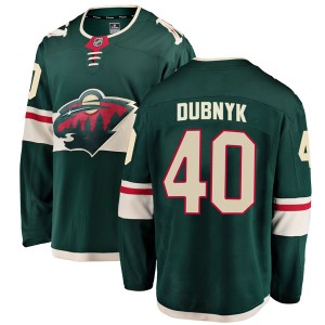 Minnesota Wild Devan Dubnyk Official Green Fanatics Branded Breakaway Youth Home NHL Hockey Jersey