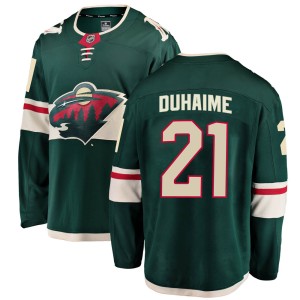Minnesota Wild Brandon Duhaime Official Green Fanatics Branded Breakaway Youth Home NHL Hockey Jersey