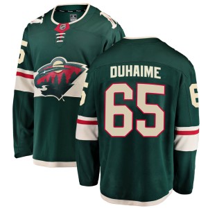 Minnesota Wild Brandon Duhaime Official Green Fanatics Branded Breakaway Youth Home NHL Hockey Jersey