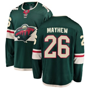 Minnesota Wild Gerald Mayhew Official Green Fanatics Branded Breakaway Youth ized Home NHL Hockey Jersey