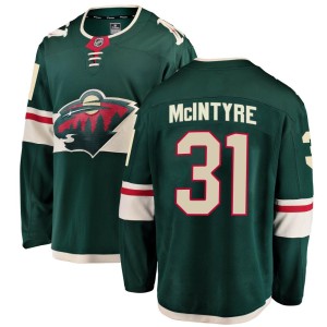 Minnesota Wild Zane McIntyre Official Green Fanatics Branded Breakaway Youth Home NHL Hockey Jersey