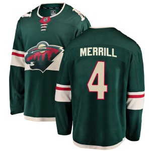 Minnesota Wild Jon Merrill Official Green Fanatics Branded Breakaway Youth Home NHL Hockey Jersey