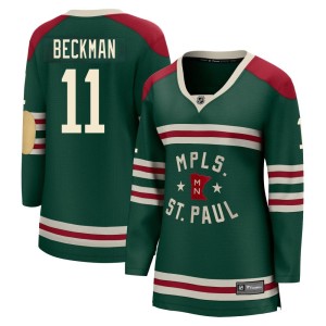 Minnesota Wild Adam Beckman Official Green Fanatics Branded Breakaway Women's 2022 Winter Classic NHL Hockey Jersey