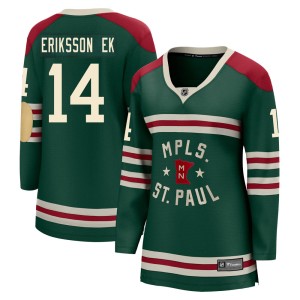 Minnesota Wild Joel Eriksson Ek Official Green Fanatics Branded Breakaway Women's 2022 Winter Classic NHL Hockey Jersey