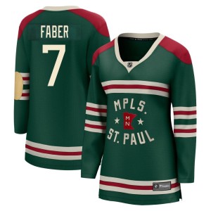 Minnesota Wild Brock Faber Official Green Fanatics Branded Breakaway Women's 2022 Winter Classic NHL Hockey Jersey