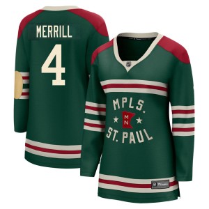 Minnesota Wild Jon Merrill Official Green Fanatics Branded Breakaway Women's 2022 Winter Classic NHL Hockey Jersey