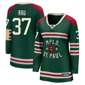 Minnesota Wild Kyle Rau Official Green Fanatics Branded Breakaway Women's 2022 Winter Classic NHL Hockey Jersey