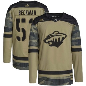 Minnesota Wild Adam Beckman Official Camo Adidas Authentic Youth Military Appreciation Practice NHL Hockey Jersey