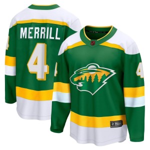 Minnesota Wild Jon Merrill Official Green Fanatics Branded Breakaway Youth Special Edition 2.0 NHL Hockey Jersey