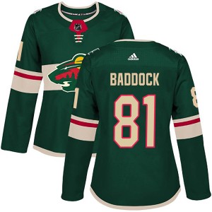 Minnesota Wild Brandon Baddock Official Green Adidas Authentic Women's Home NHL Hockey Jersey