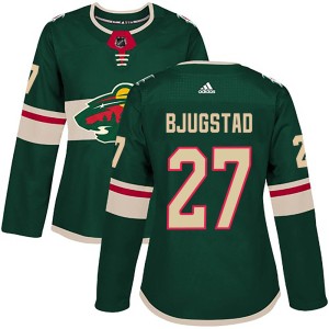 Minnesota Wild Nick Bjugstad Official Green Adidas Authentic Women's Home NHL Hockey Jersey