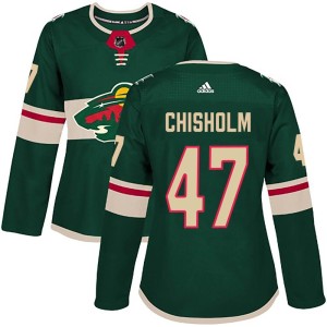 Minnesota Wild Declan Chisholm Official Green Adidas Authentic Women's Home NHL Hockey Jersey