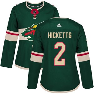 Minnesota Wild Joe Hicketts Official Green Adidas Authentic Women's Home NHL Hockey Jersey