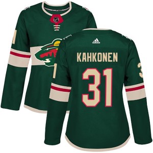 Minnesota Wild Kaapo Kahkonen Official Green Adidas Authentic Women's Home NHL Hockey Jersey
