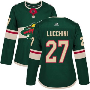 Minnesota Wild Jacob Lucchini Official Green Adidas Authentic Women's Home NHL Hockey Jersey