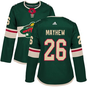 Minnesota Wild Gerald Mayhew Official Green Adidas Authentic Women's ized Home NHL Hockey Jersey