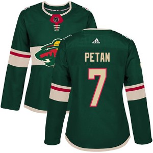 Minnesota Wild Nic Petan Official Green Adidas Authentic Women's Home NHL Hockey Jersey