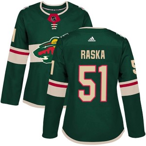 Minnesota Wild Adam Raska Official Green Adidas Authentic Women's Home NHL Hockey Jersey