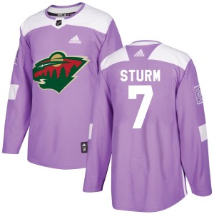 Minnesota Wild Nico Sturm Official Purple Adidas Authentic Youth Fights Cancer Practice NHL Hockey Jersey