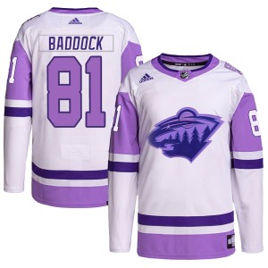 Minnesota Wild Brandon Baddock Official White/Purple Adidas Authentic Adult Hockey Fights Cancer Primegreen NHL Hockey Jersey