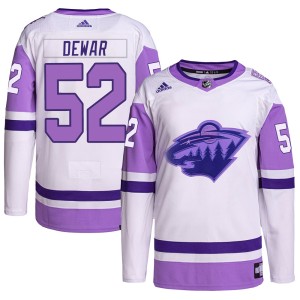 Minnesota Wild Connor Dewar Official White/Purple Adidas Authentic Adult Hockey Fights Cancer Primegreen NHL Hockey Jersey