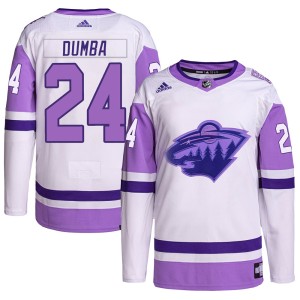 Minnesota Wild Matt Dumba Official White/Purple Adidas Authentic Adult Hockey Fights Cancer Primegreen NHL Hockey Jersey