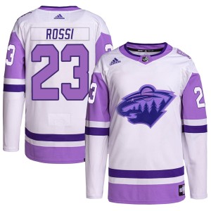 Minnesota Wild Marco Rossi Official White/Purple Adidas Authentic Adult Hockey Fights Cancer Primegreen NHL Hockey Jersey