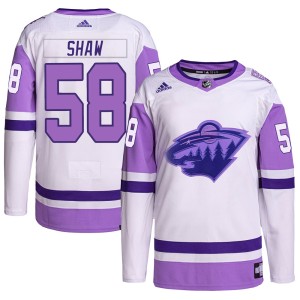 Minnesota Wild Mason Shaw Official White/Purple Adidas Authentic Adult Hockey Fights Cancer Primegreen NHL Hockey Jersey