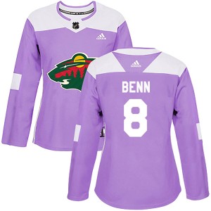 Minnesota Wild Jordie Benn Official Purple Adidas Authentic Women's Fights Cancer Practice NHL Hockey Jersey