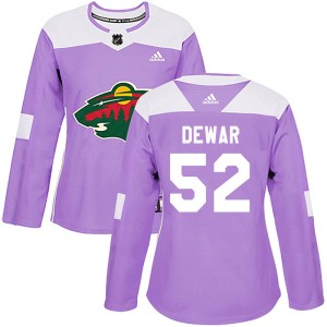 Minnesota Wild Connor Dewar Official Purple Adidas Authentic Women's Fights Cancer Practice NHL Hockey Jersey