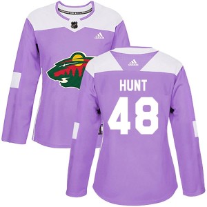 Minnesota Wild Daemon Hunt Official Purple Adidas Authentic Women's Fights Cancer Practice NHL Hockey Jersey