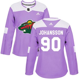 Minnesota Wild Marcus Johansson Official Purple Adidas Authentic Women's Fights Cancer Practice NHL Hockey Jersey