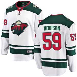Minnesota Wild Calen Addison Official White Fanatics Branded Breakaway Youth Away NHL Hockey Jersey