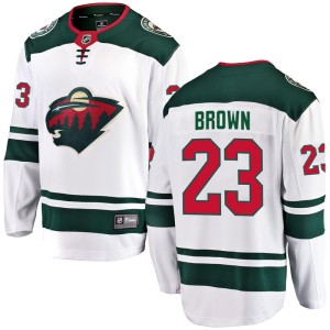 Minnesota Wild J.T. Brown Official White Fanatics Branded Breakaway Youth Away NHL Hockey Jersey