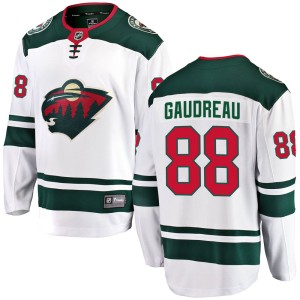 Minnesota Wild Frederick Gaudreau Official White Fanatics Branded Breakaway Youth Away NHL Hockey Jersey