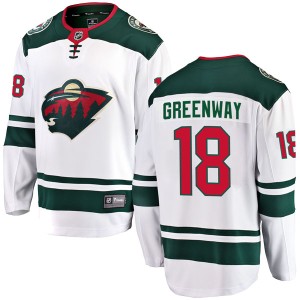 Minnesota Wild Jordan Greenway Official White Fanatics Branded Breakaway Youth Away NHL Hockey Jersey