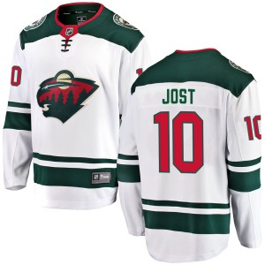 Minnesota Wild Tyson Jost Official White Fanatics Branded Breakaway Youth Away NHL Hockey Jersey